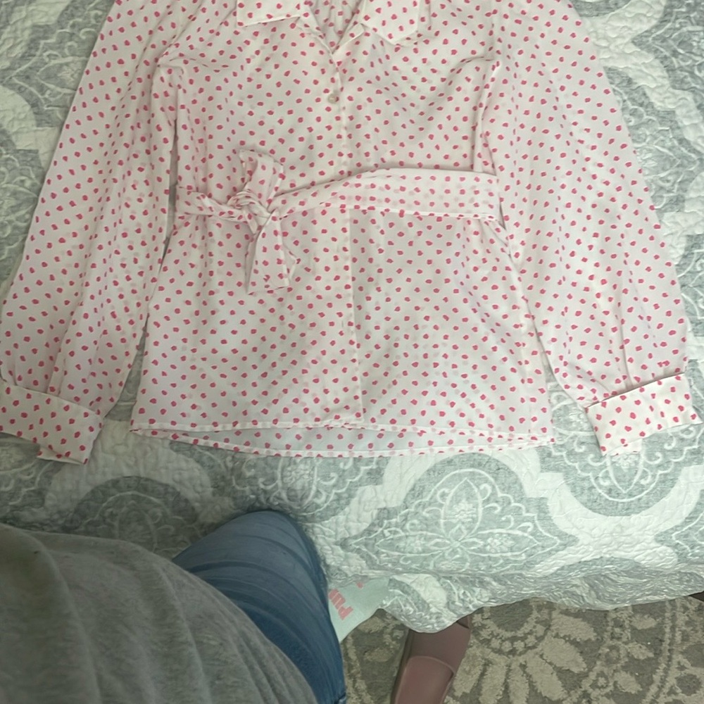 Lady manhattan Pink Polka Dot Blouse